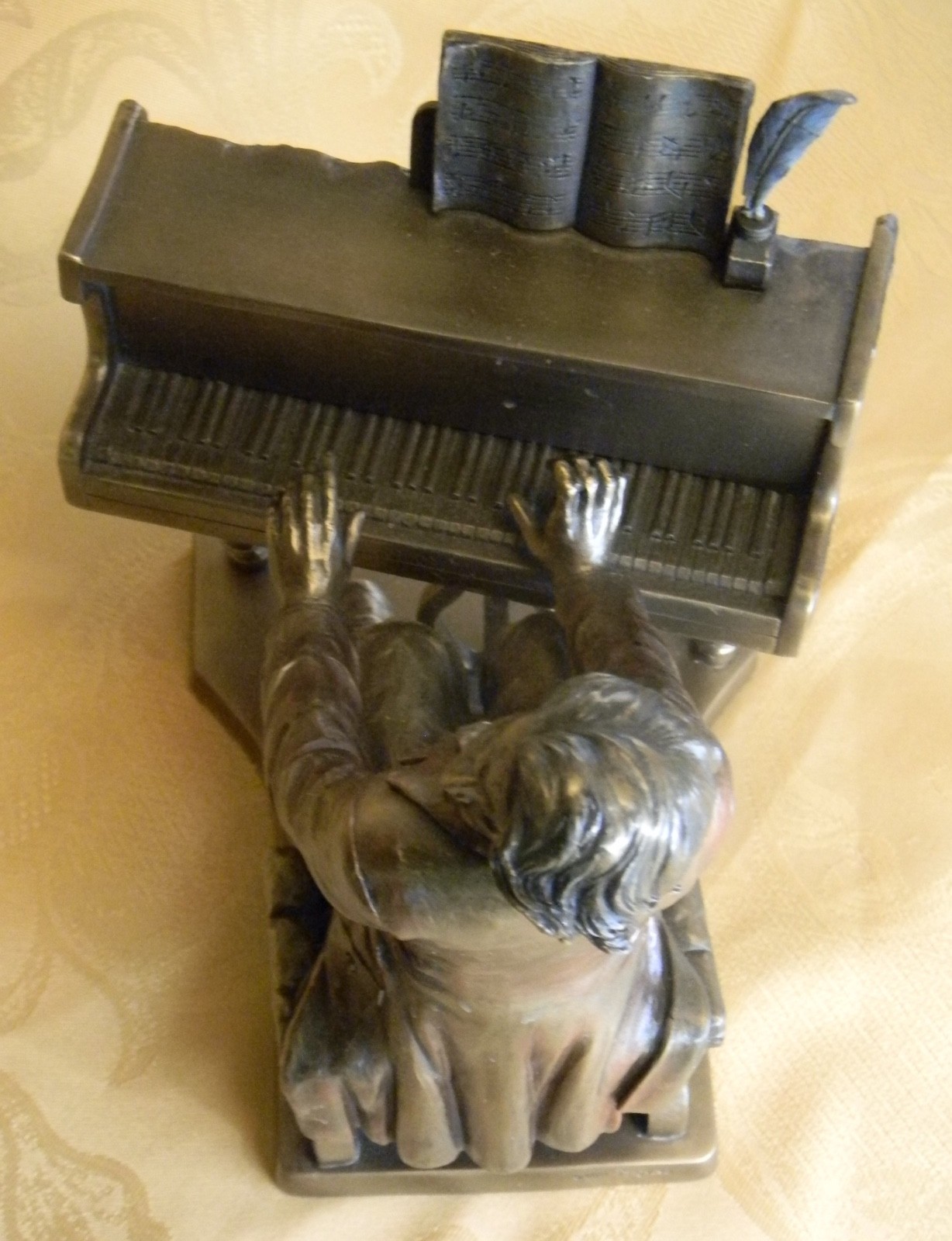 Frederic Chopin Playing Piano Cold Cast Bronze Statue Figurine 8 3/4″ Tall