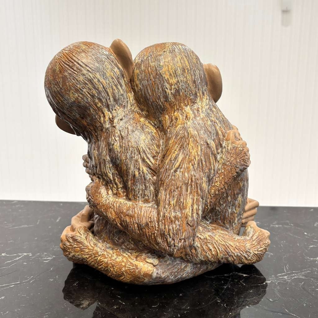 Vintage Lladró Spain Monkeys Bust by Francisco Catalá Gres Porcelain with Box