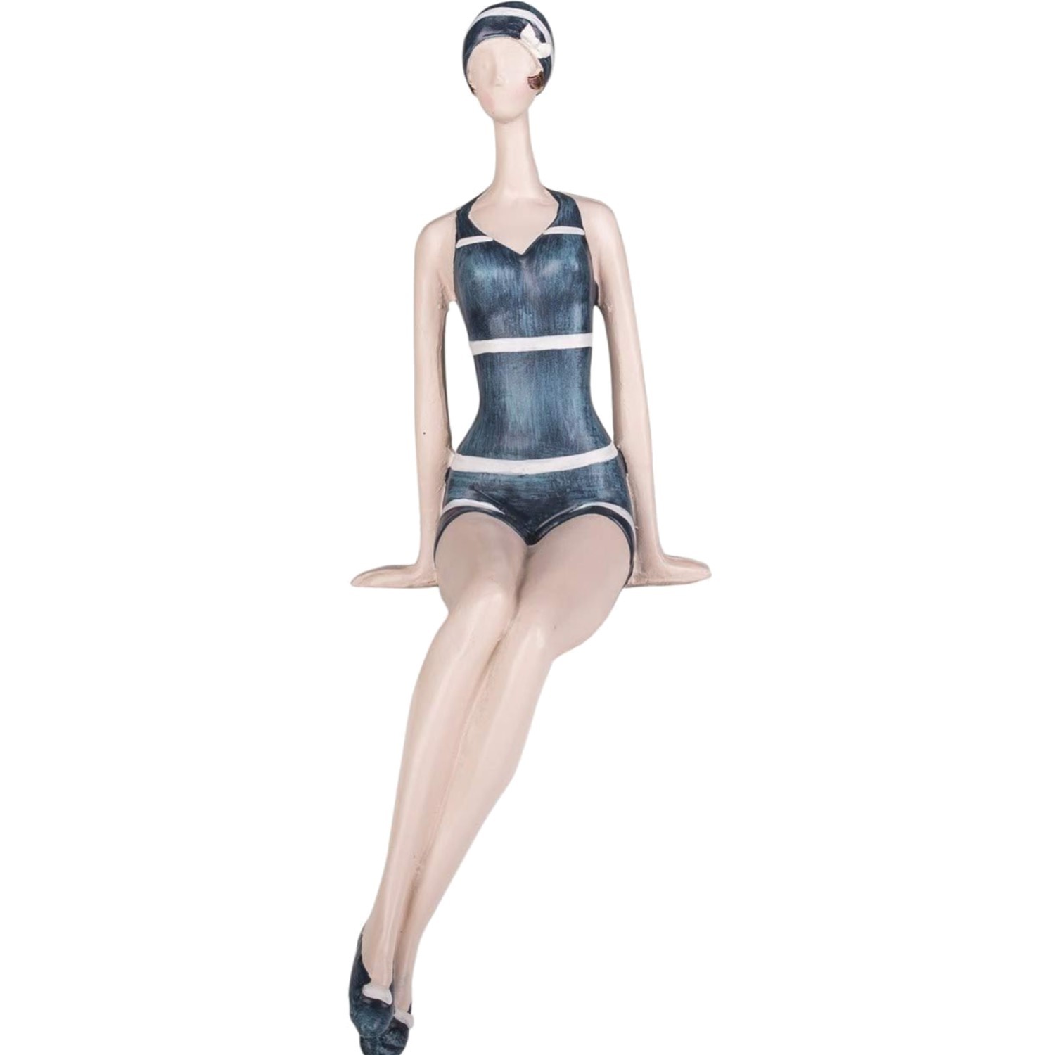 Lady Swimmer Blue Suit Shelf Sitter Figurine 11.4″ Blue