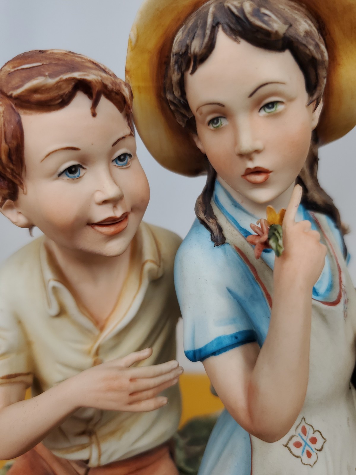 Capodimonte Italy 169 Mariani “N” Porcelian Boy & Girl Flowers