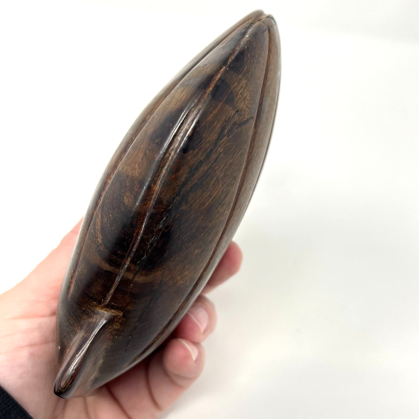 Vintage Solid Wood Hand Carved Sea Shell Clam Art Decor Sculpture Nautical Ocean
