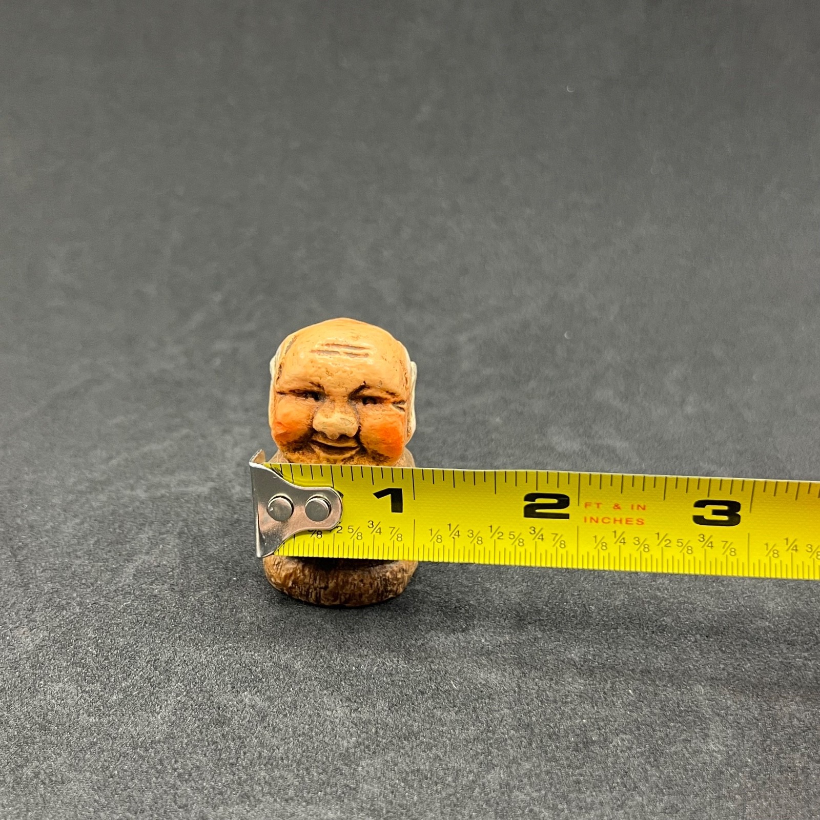 Rustic Wood Folk Art Carving Old Man Face Bust Statue Hand Whittled Character
