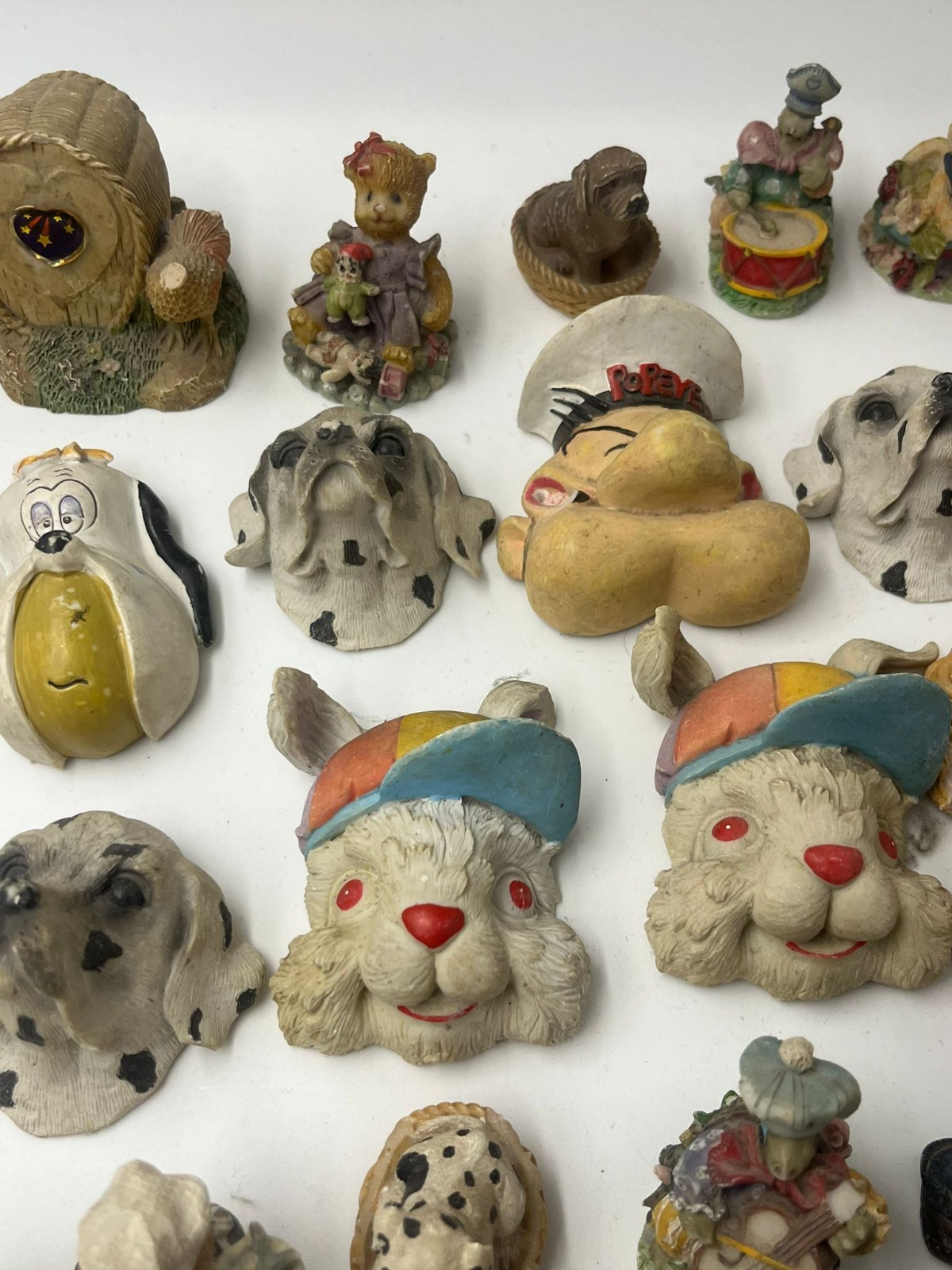 Vintage Set of 34 Miniature Figurines Animals Kids Rabbits Resin Ceramic Collect