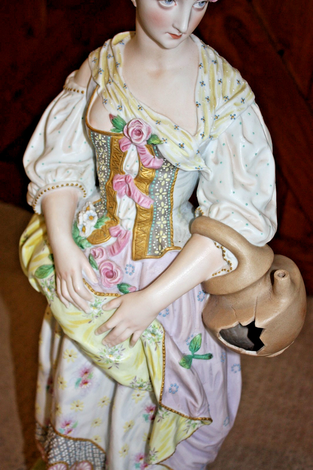 Vion & Baury Antique French Bisque Porcelain Large Statue Set Woman & Man EUC