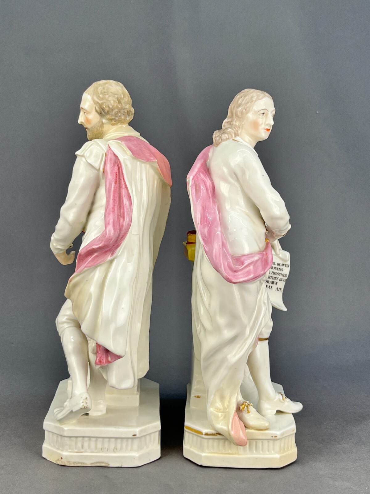 Pair 18th C. Derby Porcelain Figures of Wm Shakespeare and John Milton c. 1780