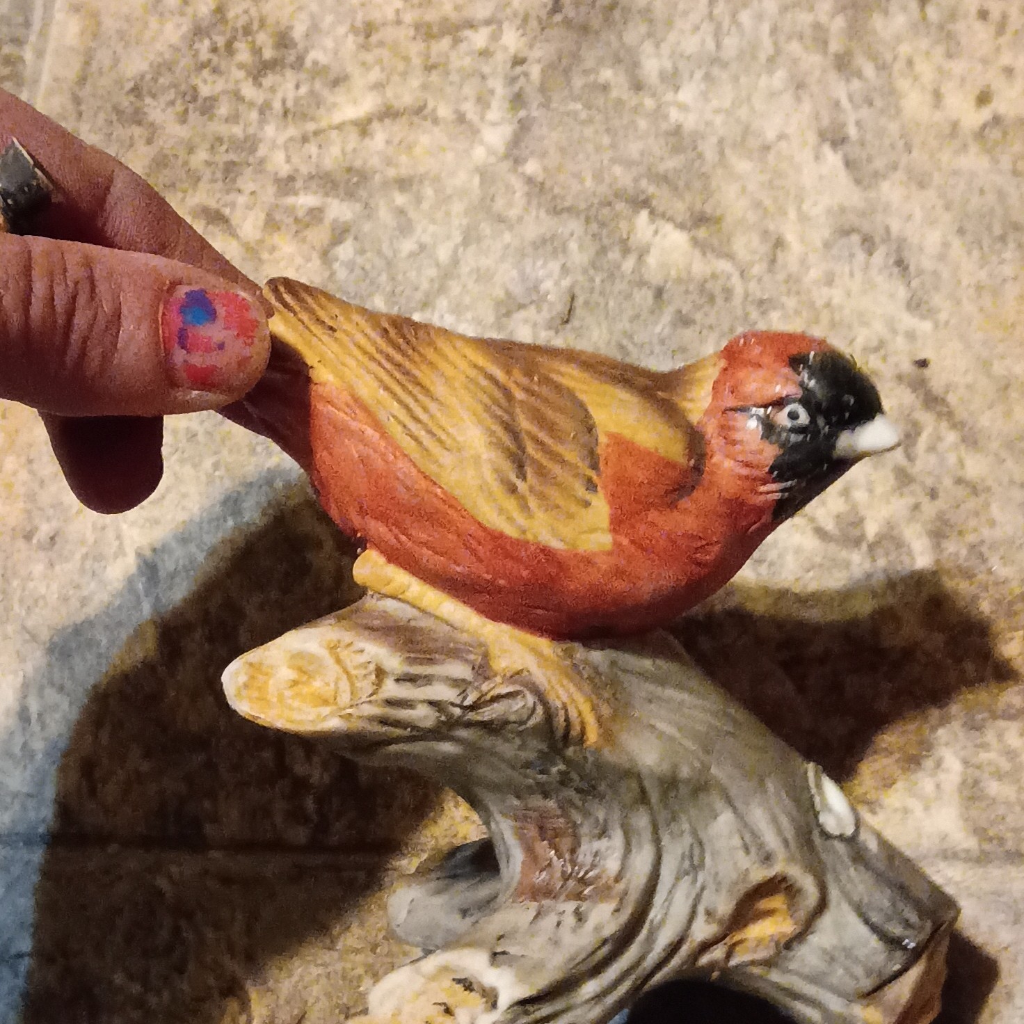 Hand Painted Ceramic Bird Figurine on Branch – Multicolor, Animals Theme, 1 Pack