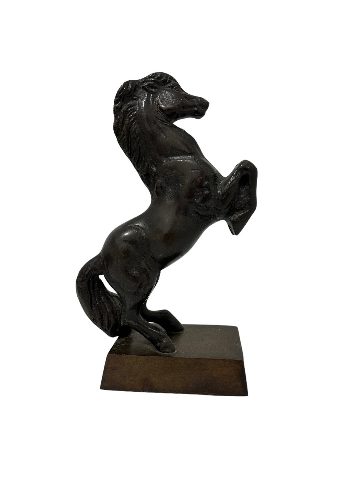 Vintage Solid Bronze Brass Casting Statue Rearing Horse 10″ Tall 3.5 lbs D-1
