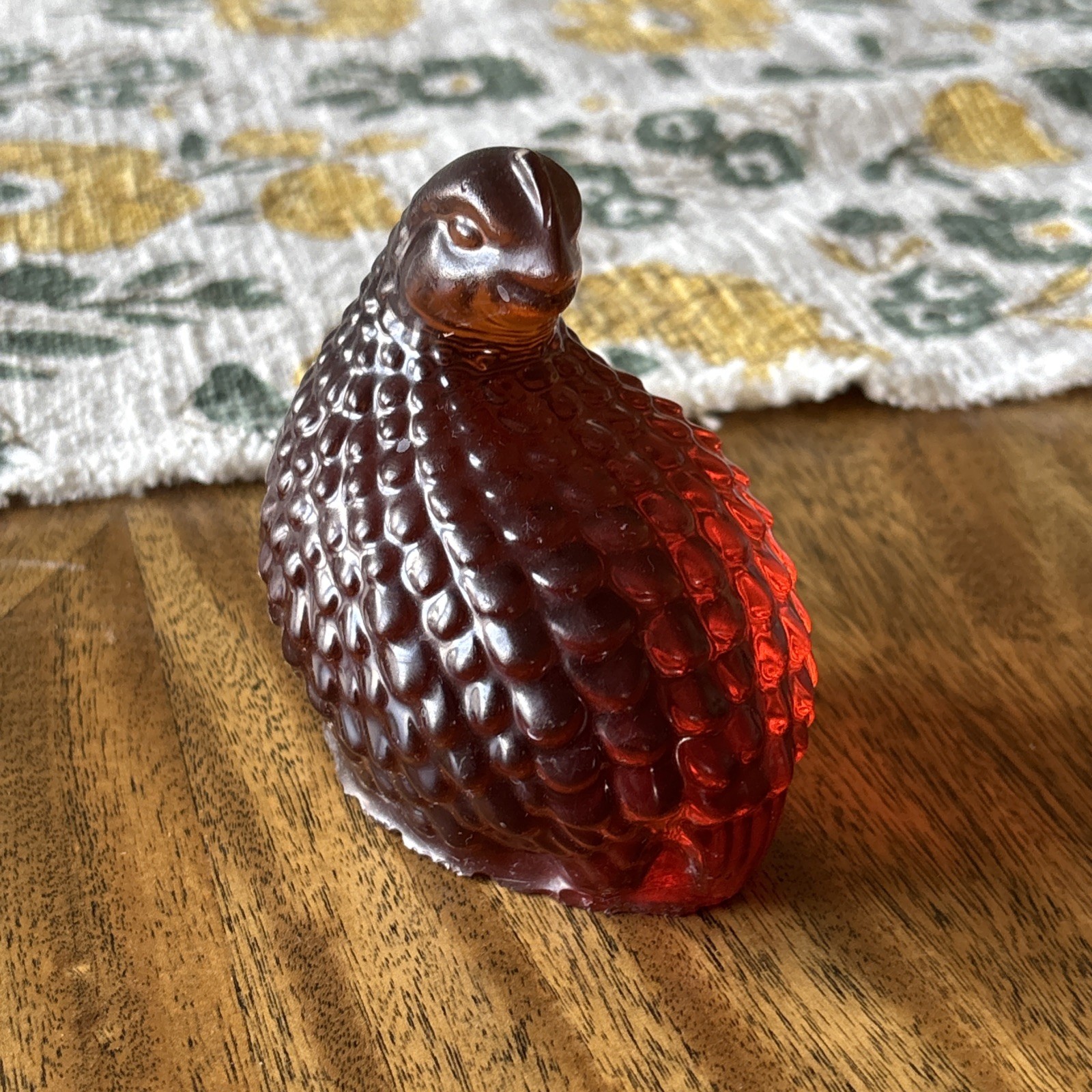 Vintage Amber Lucite or Resin Quail Bird Figurine Retro MCM