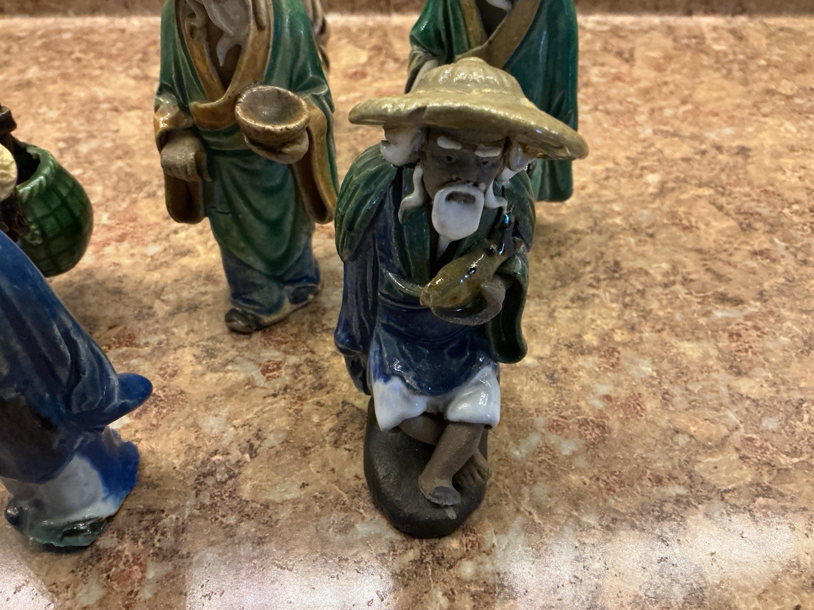 Vintage Handpainted Set Of Six Men Figurines From China ￼