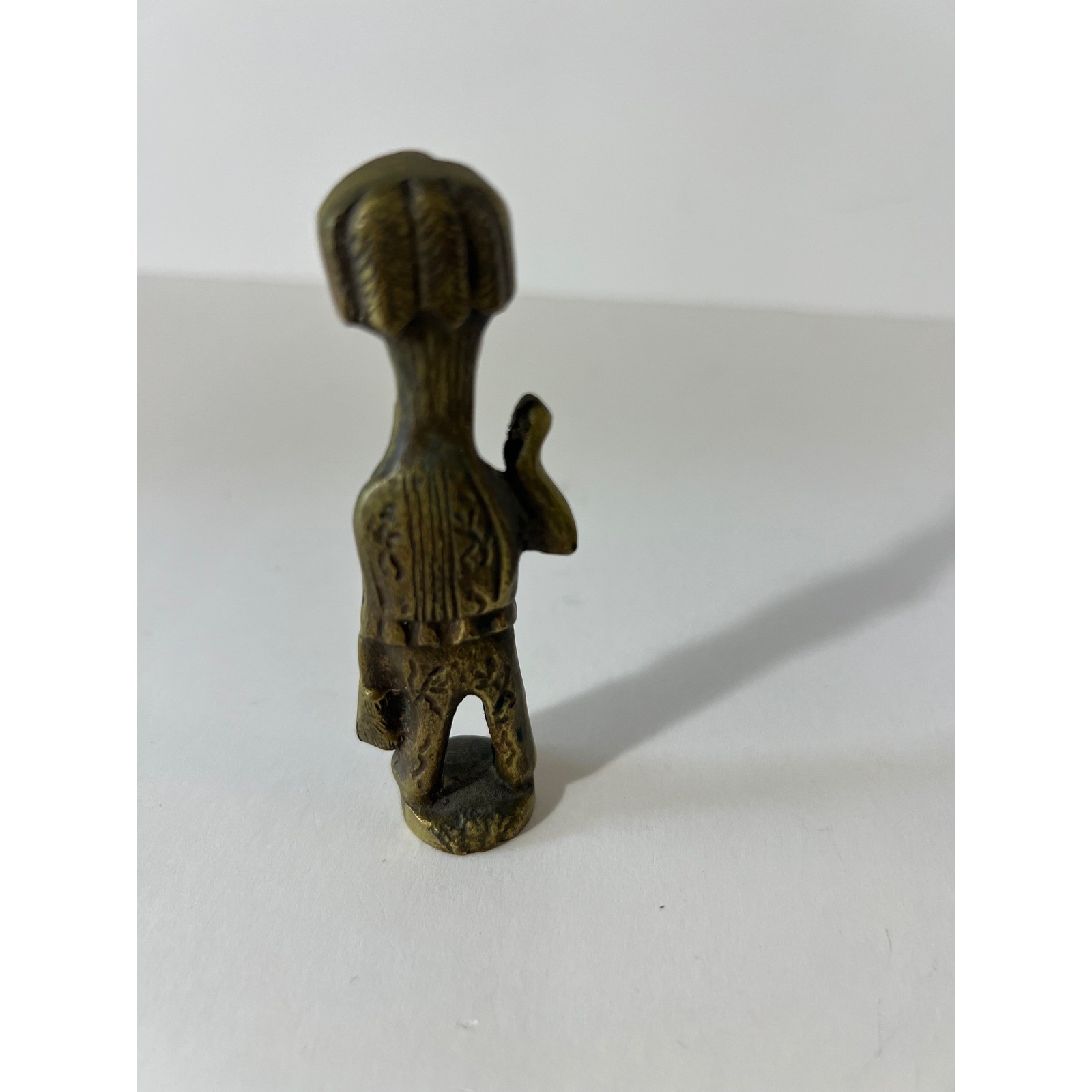 Vintage Brass Harvest Man Baker Hat Head Covering Figurine 3.5″