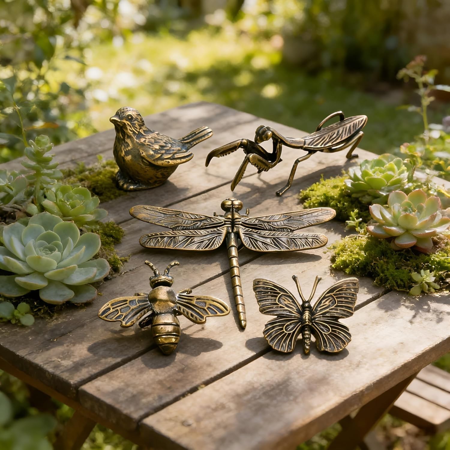 5 PCS Brass Animal Insects Figurines Statue – Ornament Solid Copper, Butterfly,