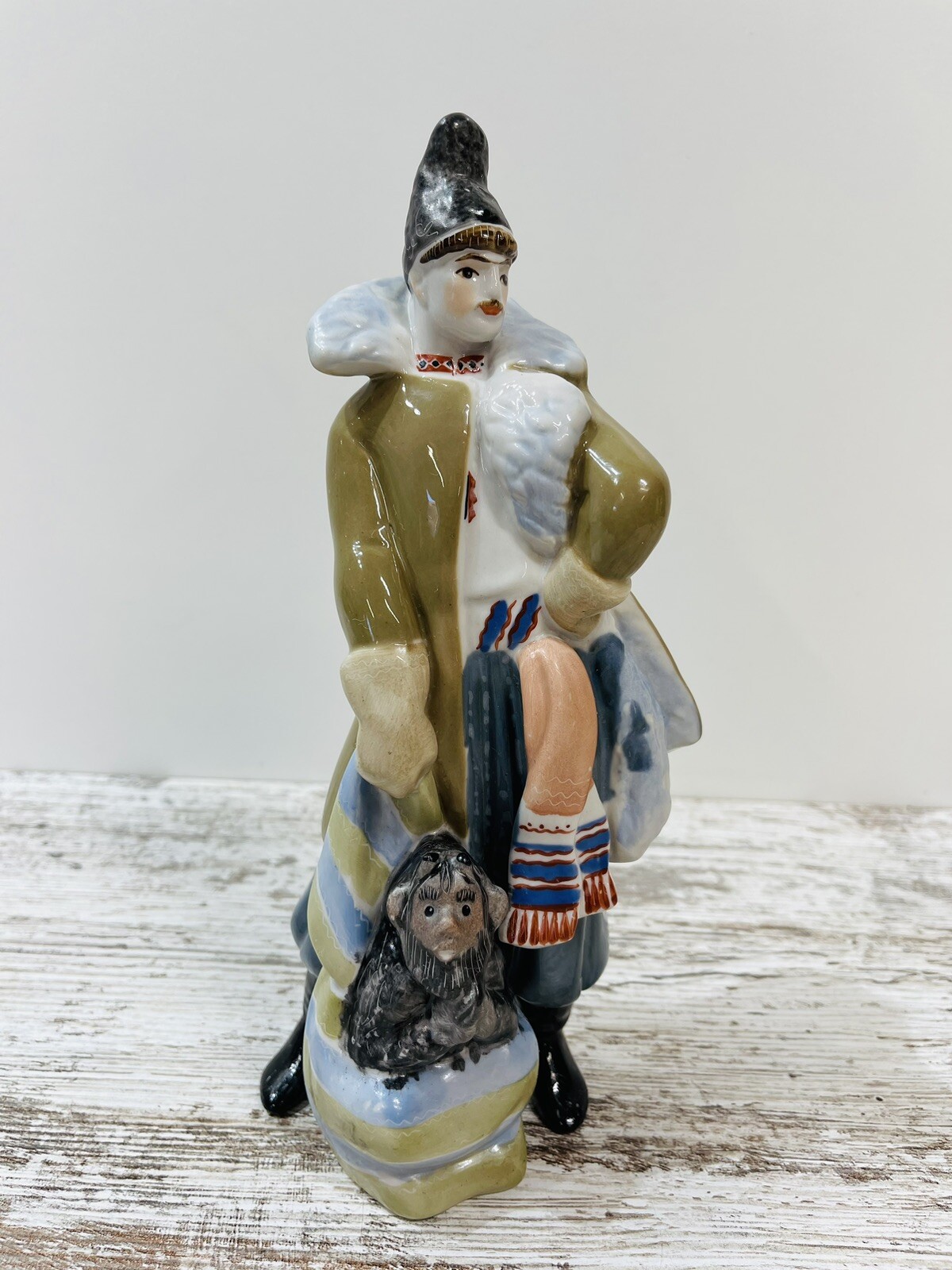 Rare Vtg 1980s USSR Statue Figurine Kiev Man Monkey Porcelain Marked Stamped