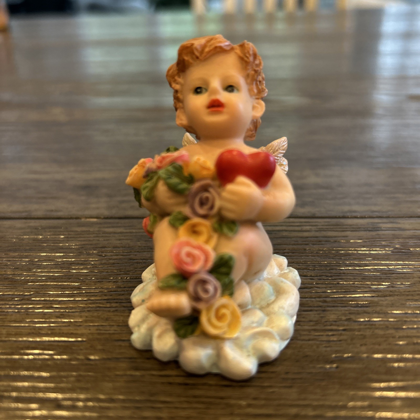 Angels/Cherubs Set Of 3 Figurines Pink Flowers