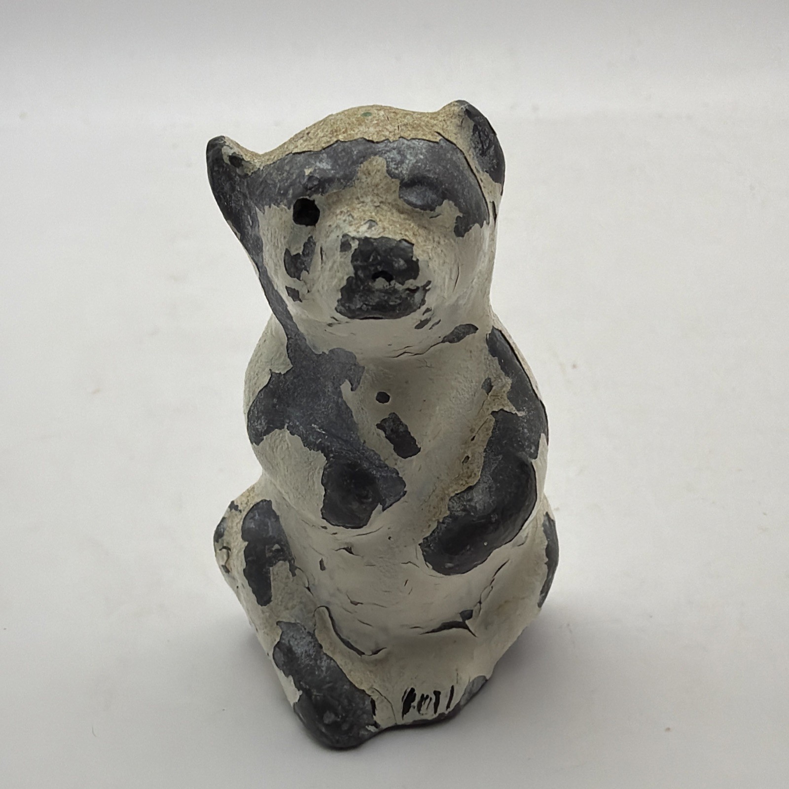 Mini Cast Iron Polar Bear Paper Weight White Distressed 2” Antique