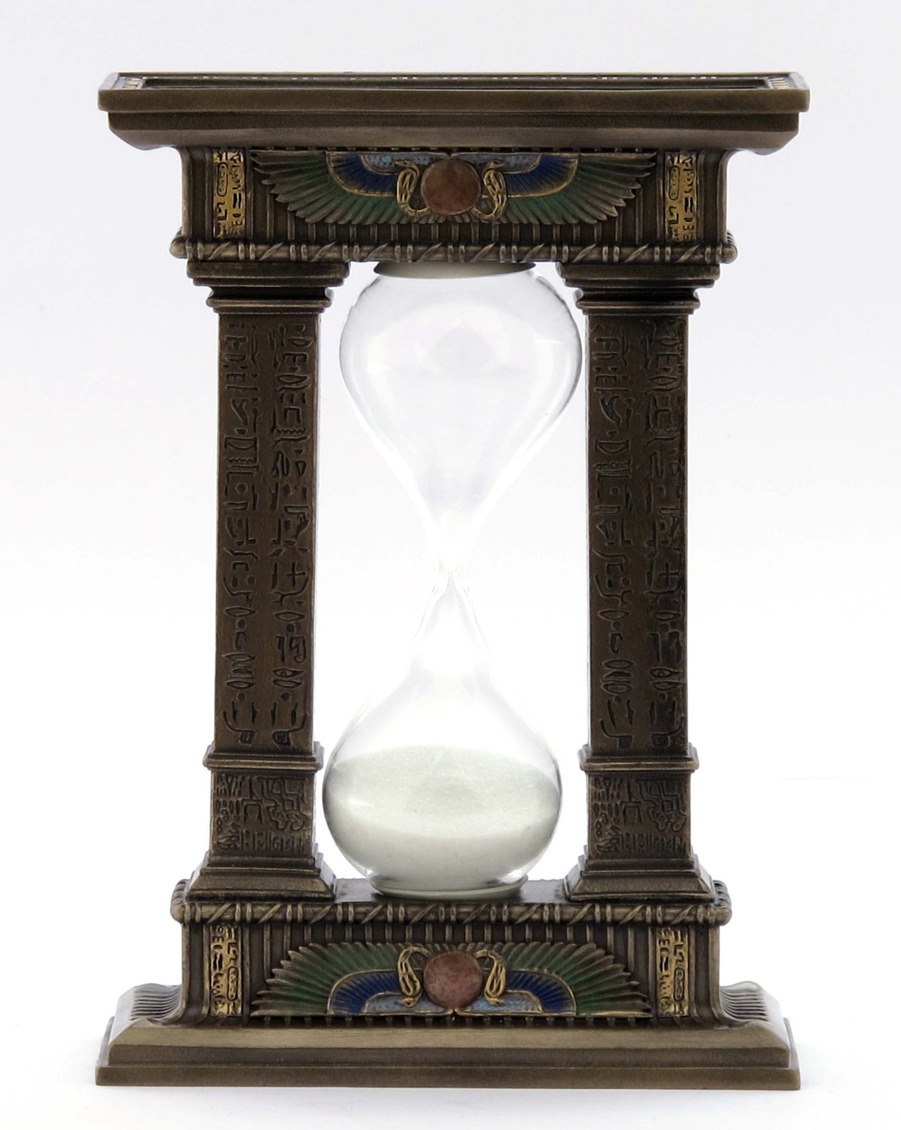 Veronese 7.1″ Egyptian Winged Sun Columns Resin Sand Timer, 5-Minute