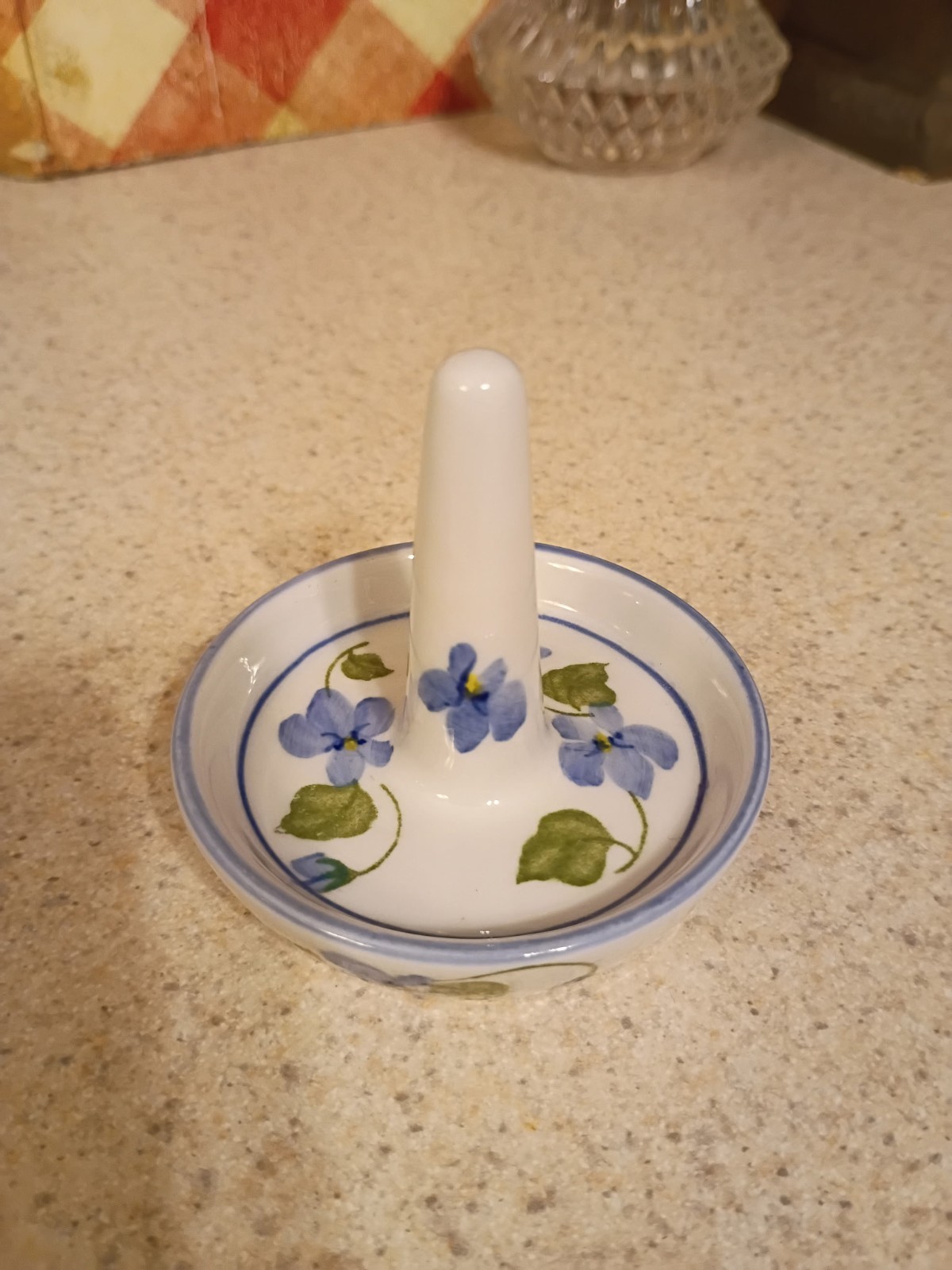 Vintage Porcelain Ring Holder Blue Floral Andrea By Sadek Made In Thailand