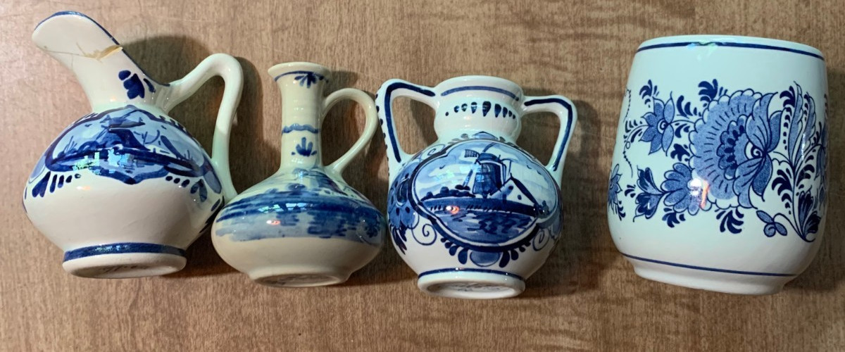 Lot Of Vintage P Hoppe Delft Holland Ceramic Figurines Hand Painted
