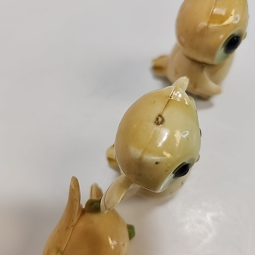 Vintage Retro MCM Miniature Wide Eyed Owl Figurines Celluloid Shelf Sitter Decor