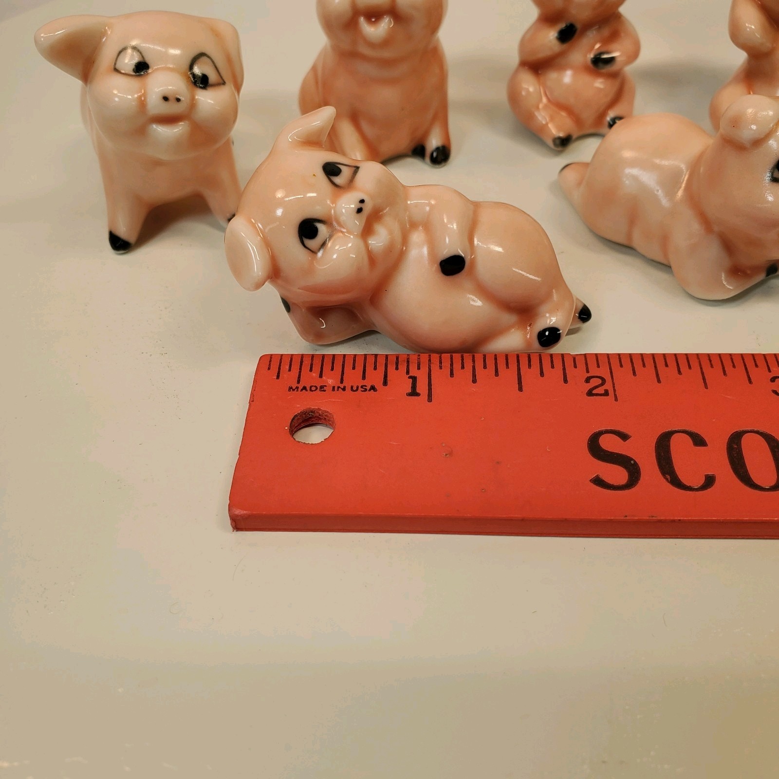 6 Little Pigs – Josef Originals Miniature Bisque Porcelain Pigs Set Of 6 Japan
