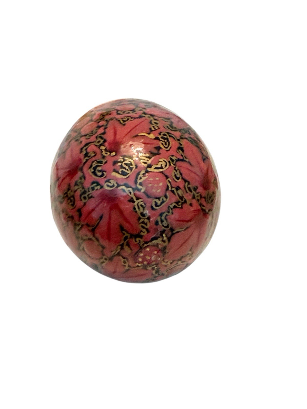 Multicolor Hand Painted Wooden Art Decorative Egg 3” Fall Leaves Gold Accents