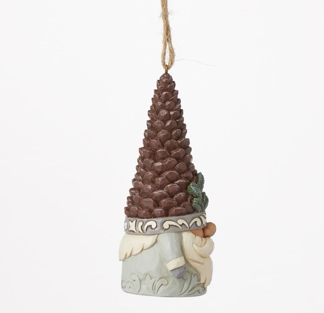 Jim Shore Heartwood Creek 6012689 WHITE WOODLAND GNOME W/PINECONE HAT Ornament