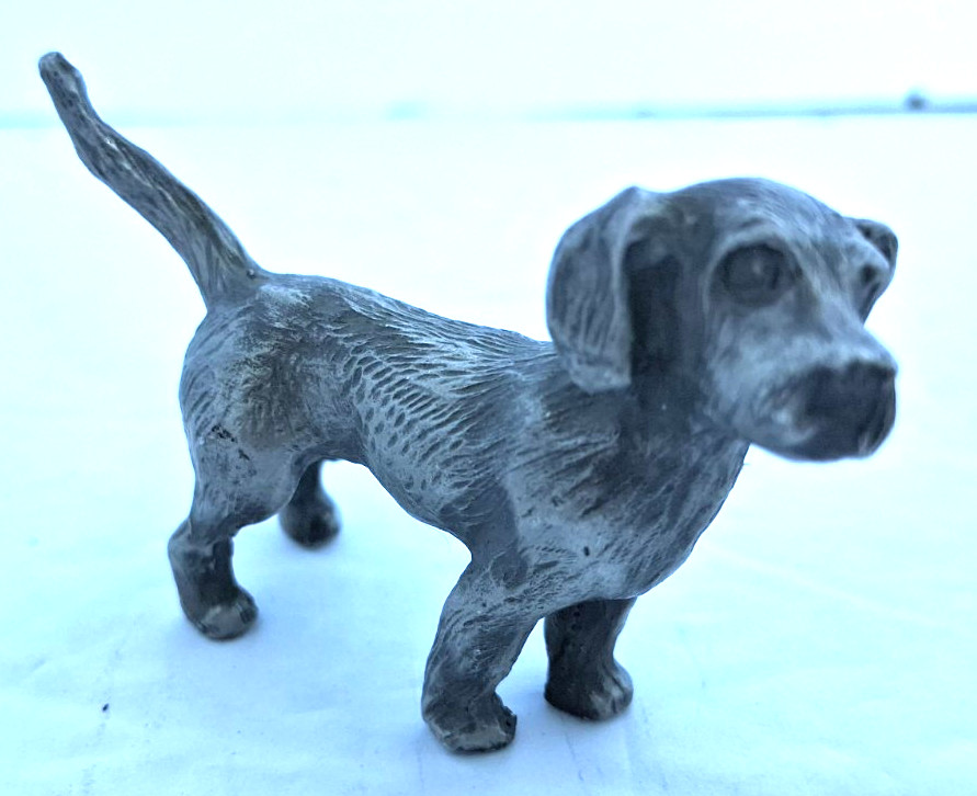 Miniature Pewter (Marked) Dog Figurine ? Beagle Figurine 1.5 Inches
