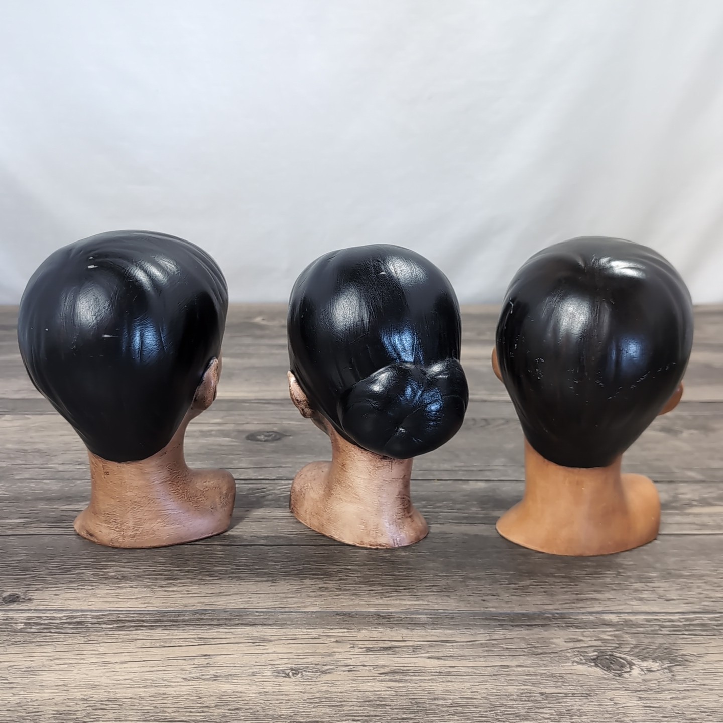 3 VTG Holland Mold Ceramic Head Bust Hawaiian Polynesian Figurines 70s Model
