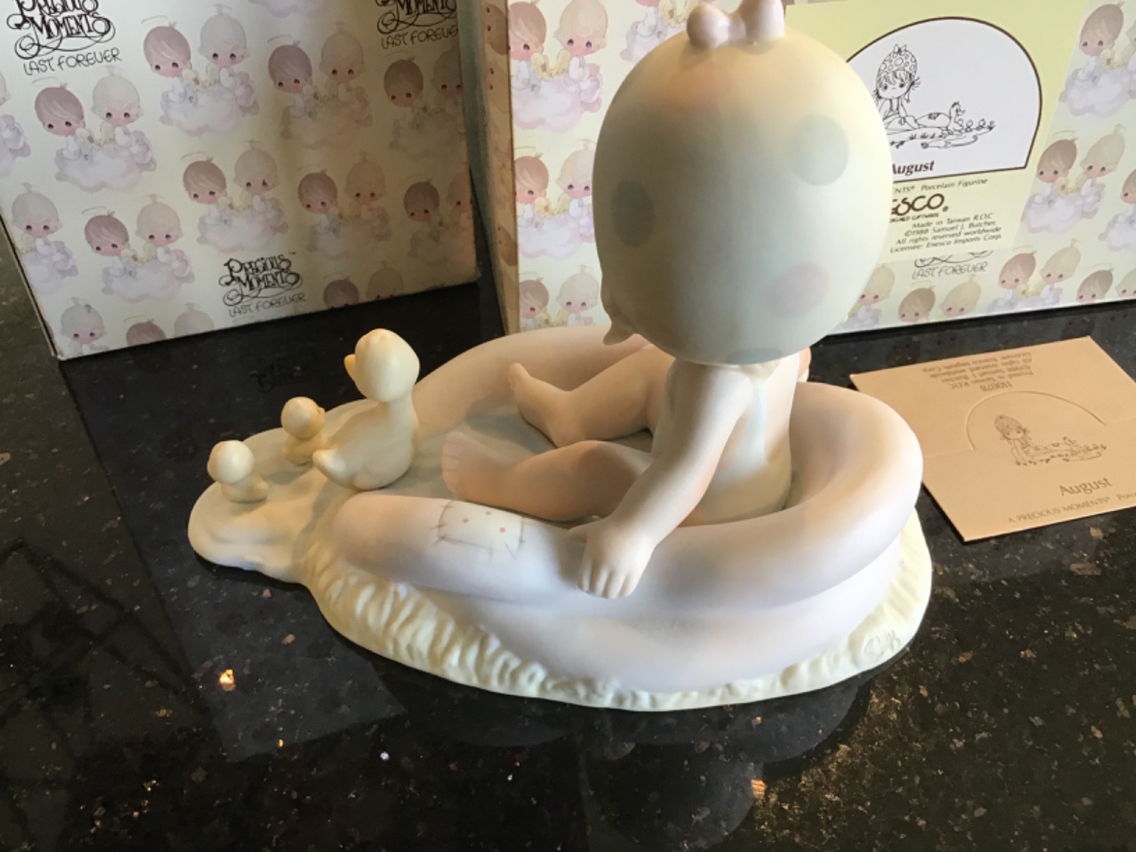 Precious Moments 1988 “August” Figurine #11078 Girl Pool/Ducks w/Original Box