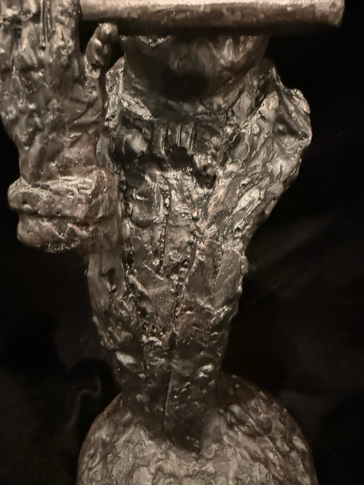 Vintage Modernist Flute Player Bust Sculpture Bronze Tone Metal Statue 10” Art