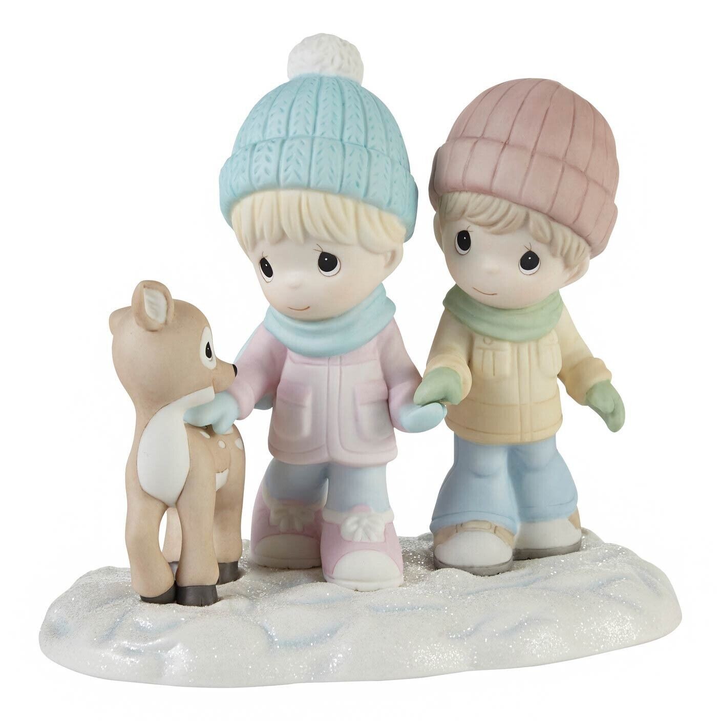 Precious Moments Couple And Fawn Figurine A Winter Walk Is Warmer With You 23103