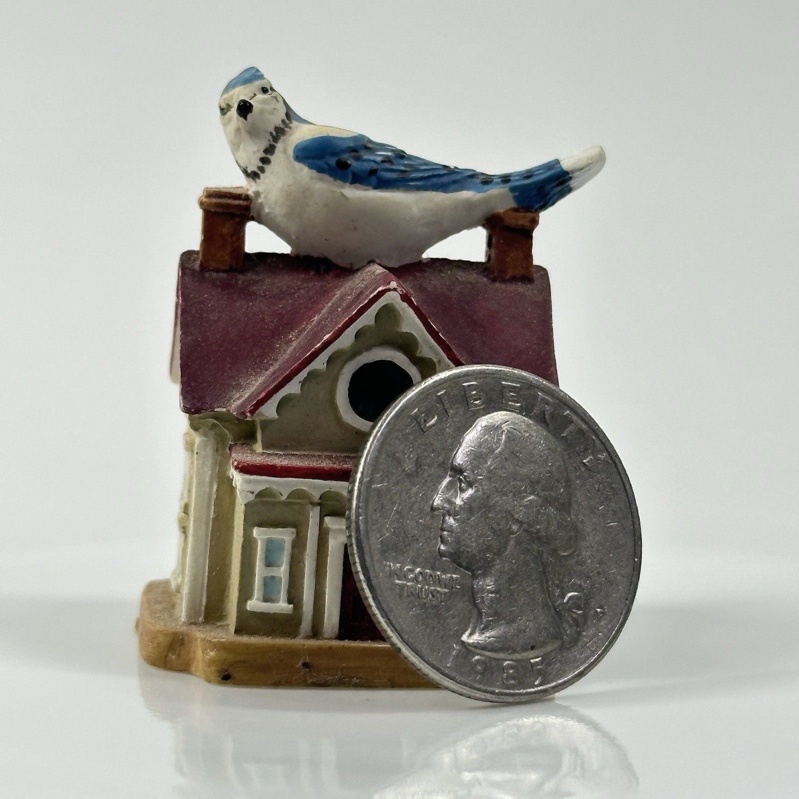 Vintage Lenox Garden Thimble Birdhouses Mini blue Bird on house miniature