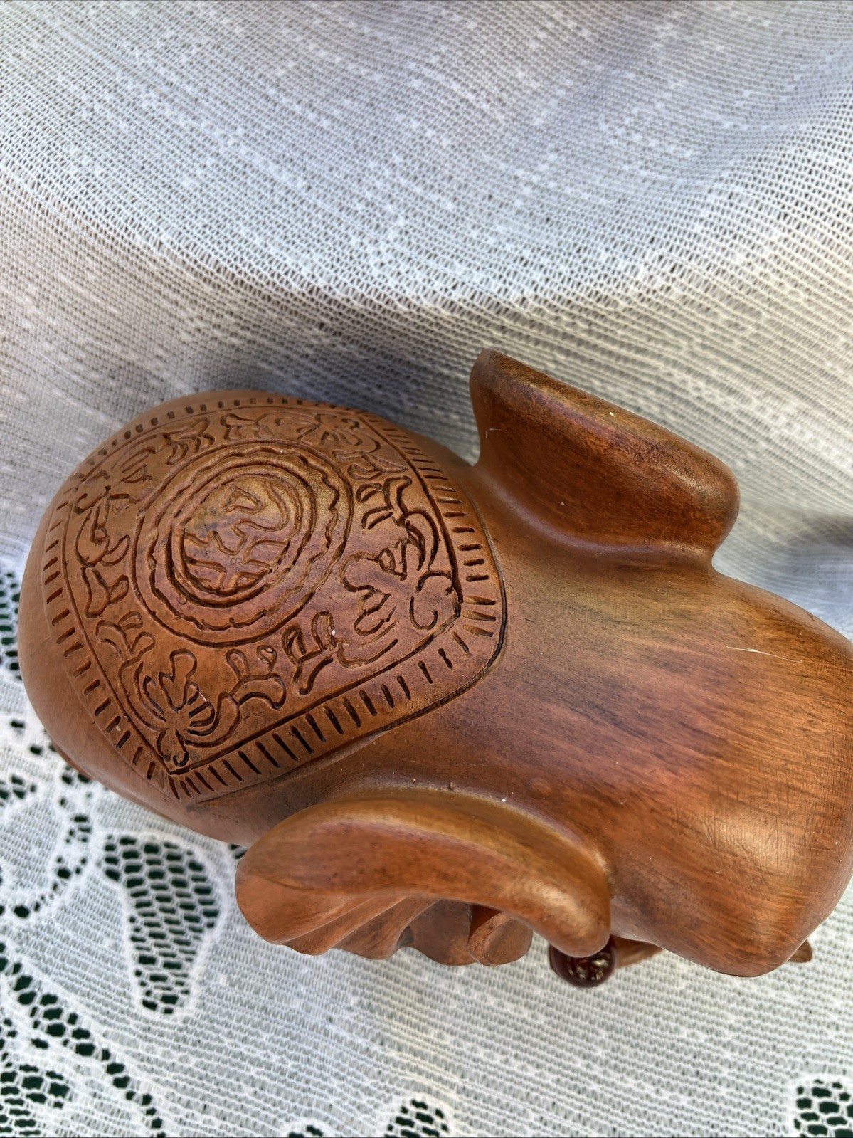 Elephant Sandal Wood Color Home Office Decor Resin Figurine Red Faux Wood Pair
