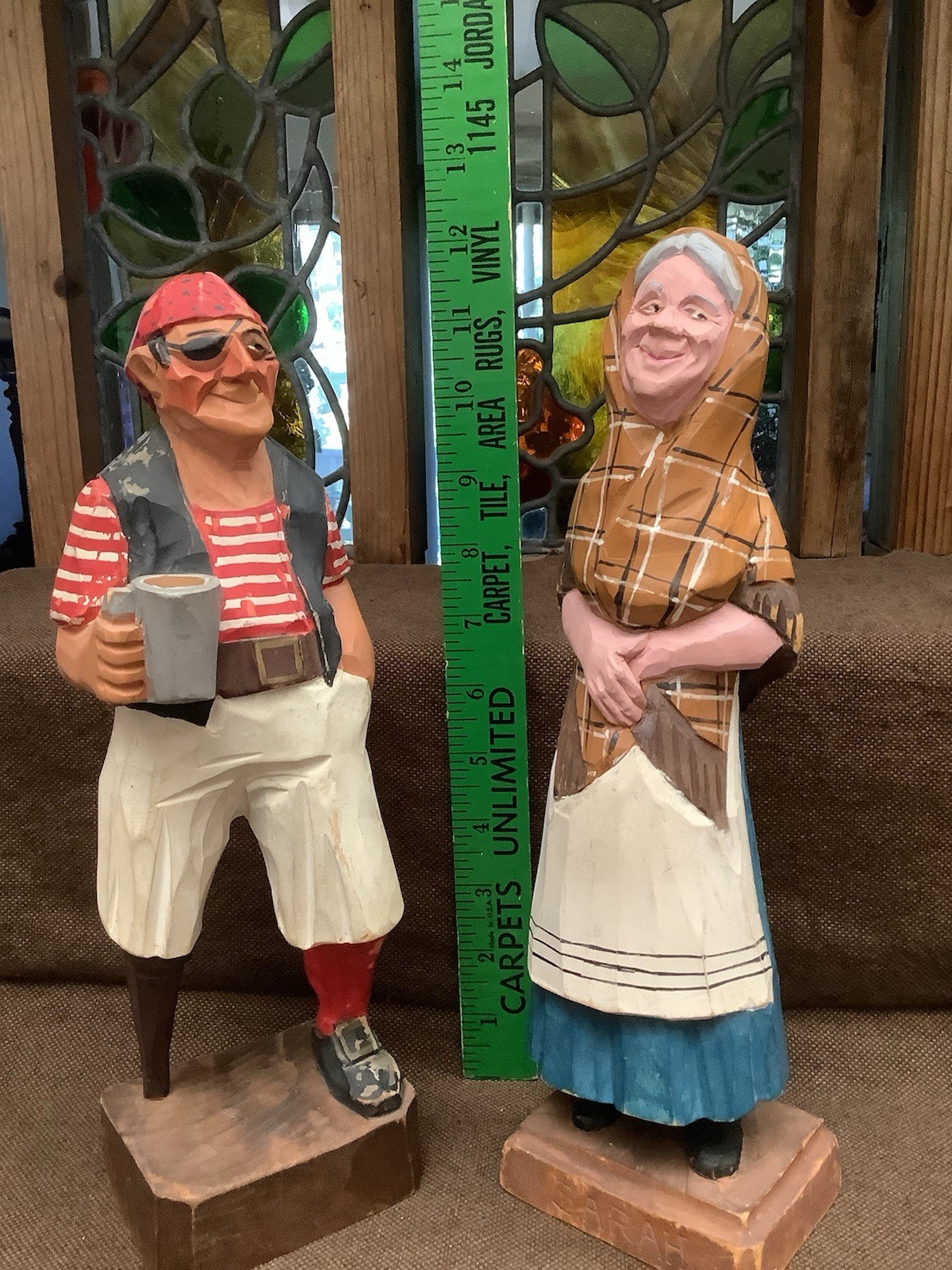 Sarah And Her Pirate Friend, Hand Carved Wooden Figures From The Hannah Family