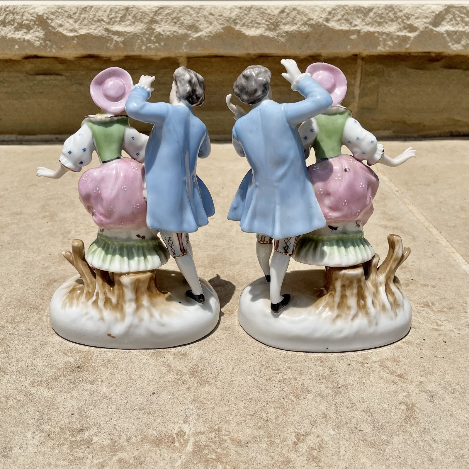 Vintage Colonial Dancers Ceramic Figurines Set Made In Occupied Japan
