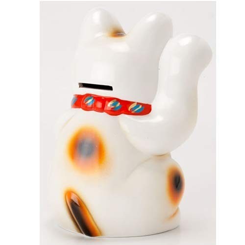 Made in Japan Lucky Cat 7.5” Tokoname Porcelain White Maneki Neko Right Hand