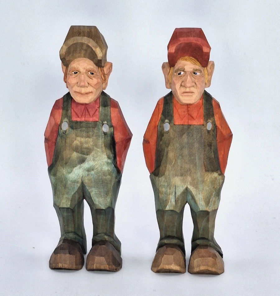 2 handmade flat plane wood carvings – Signed – Western Folk Art – mid 1980’s