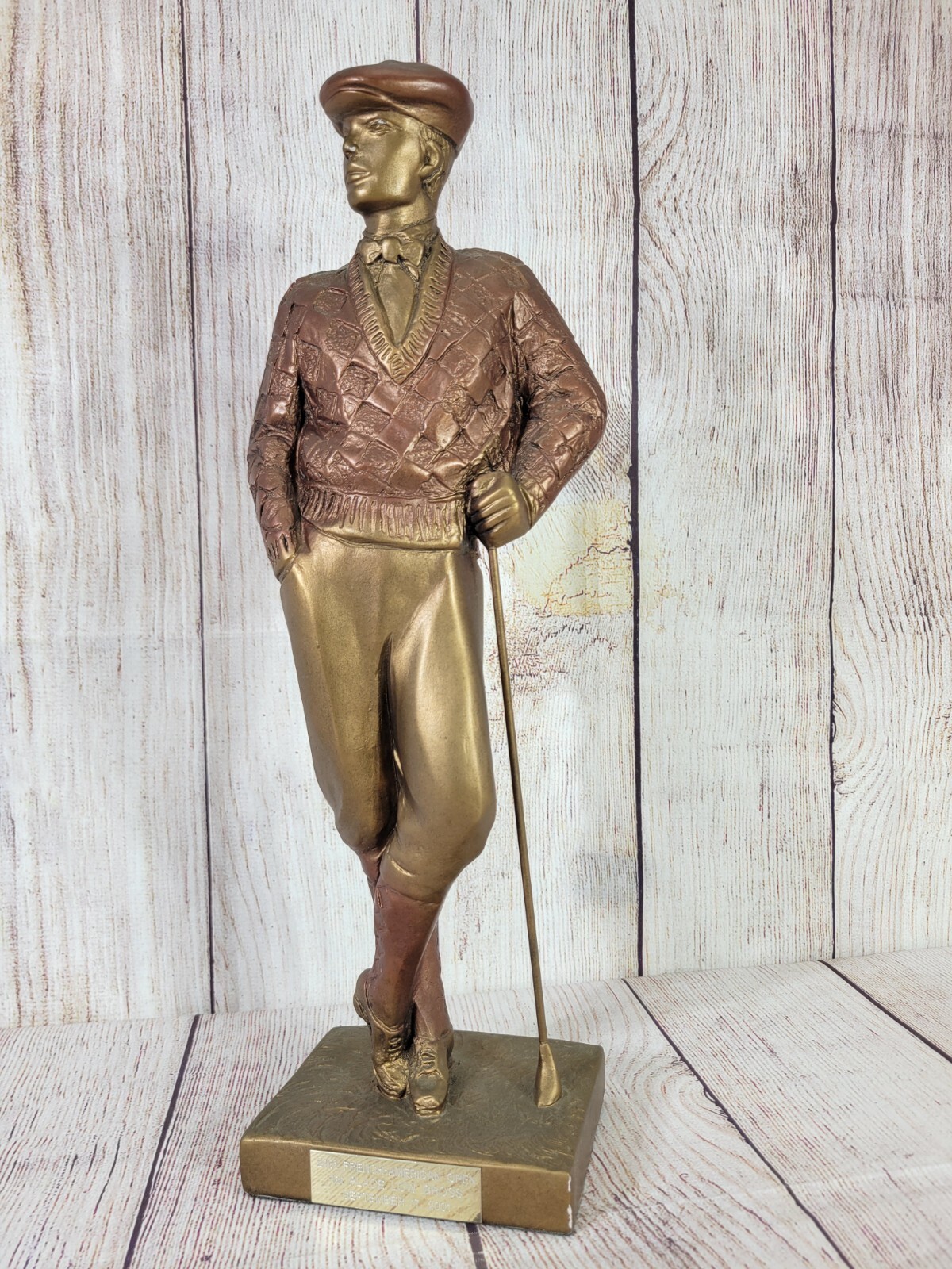 Vtg 1989 Resin / Bronze Austin Golfer Sculpture 2001 French-American Open Trophy