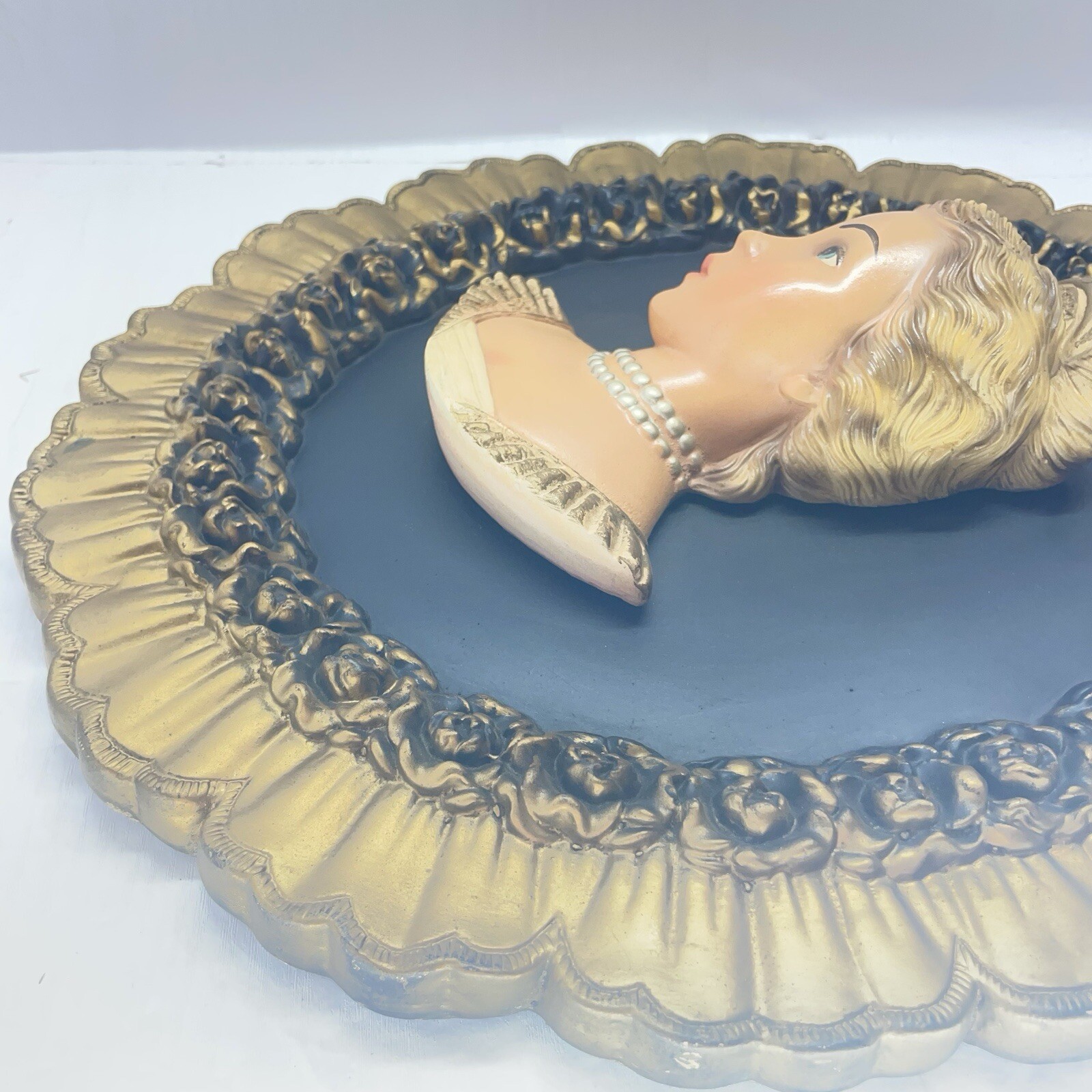 Vintage Chalk Ware Bust Wall Plaque Victorian Lady