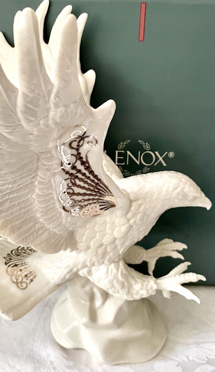 Lenox China Jewels Collection Statement Eagle Lg Porcelain Ivory Gold New In Box