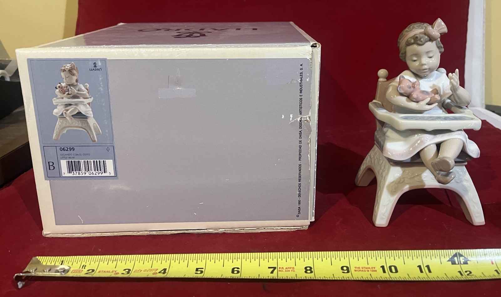 CUTE LLADRO #6299 “LITTLE BEAR” CHILD IN HIGH CHAIR w/TEDDY BEAR-MINT w/O. BOX