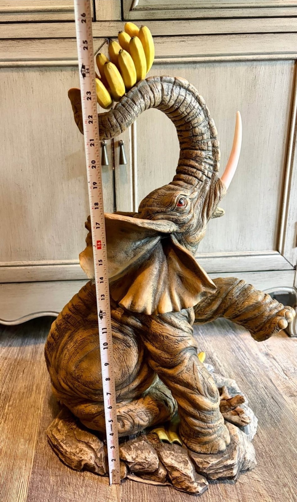 De Capoli Collection Large 26″ Tall Elephant With Bananas Statue