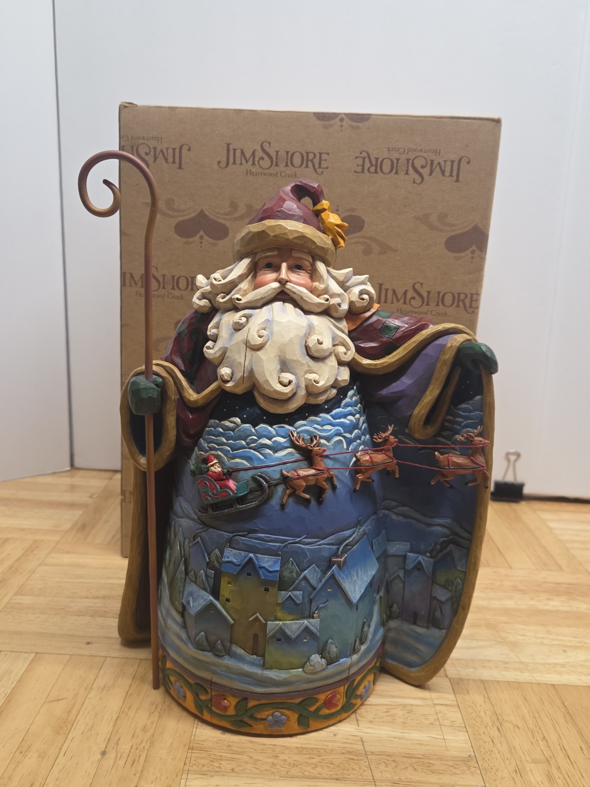 Jim Shore 2007 Fly Away Tiny Sleigh Santa Claus Figurine 11.5″ Heartwood Creek