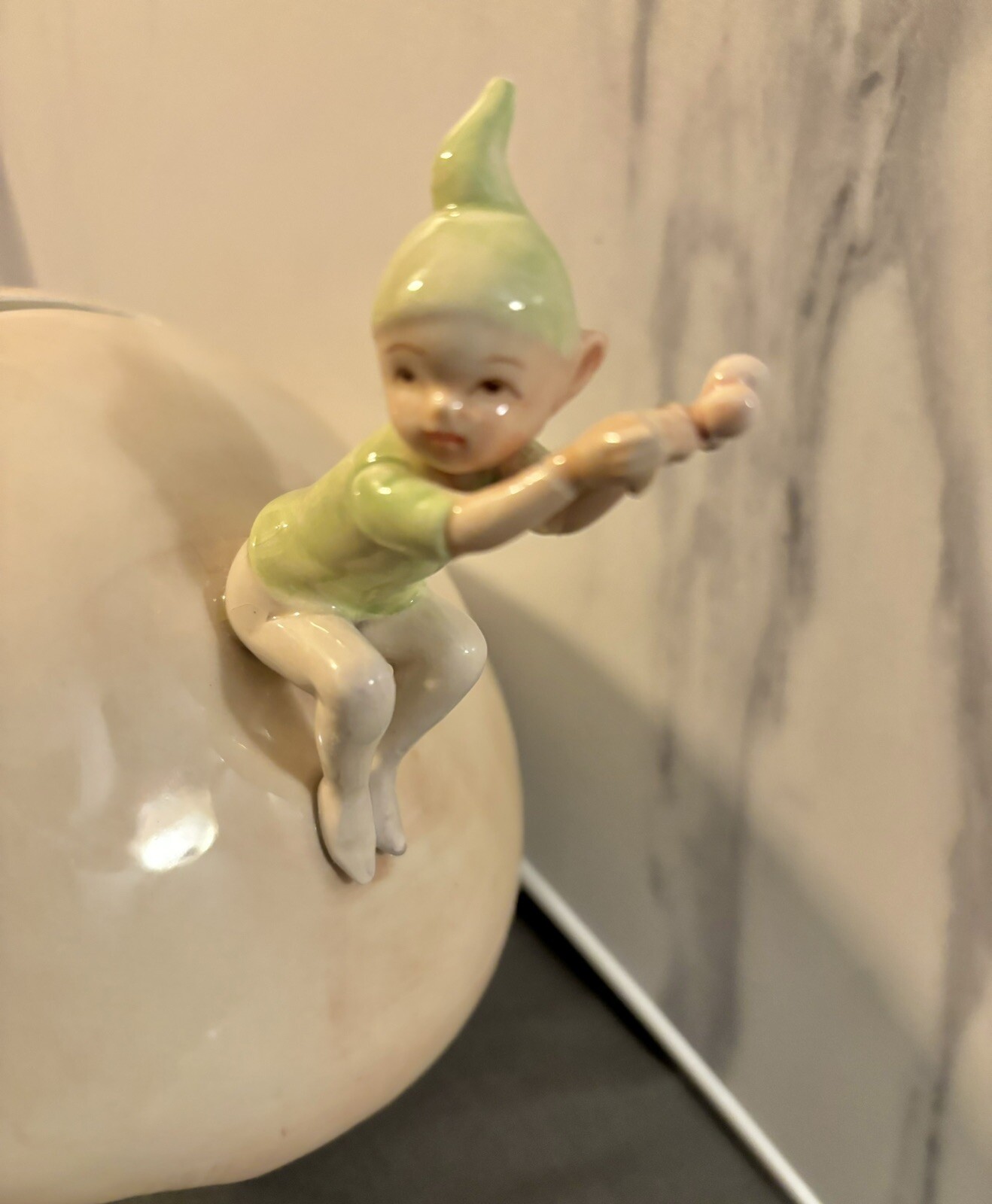 Vintage Pixie Elf On A Mushroom Bank Winterthur J.Willfred Sadek Signed: Andrea