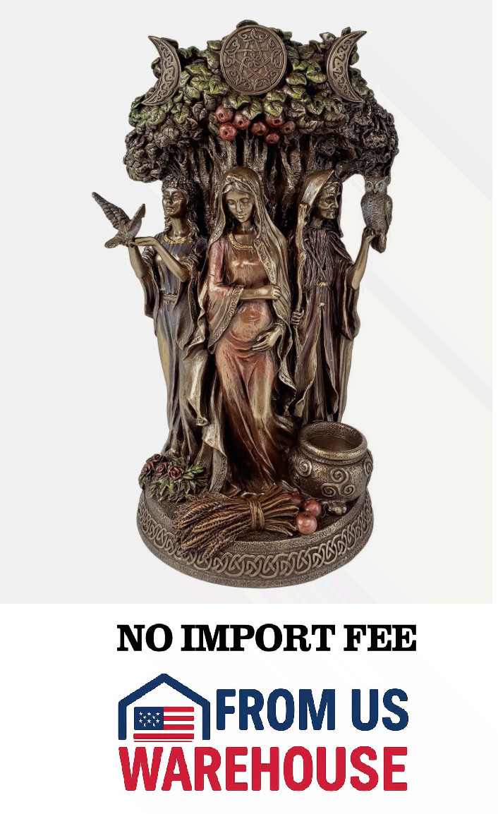 Veronese Celtic Triple Goddess Maiden, Mother Danu and Crone Statue Bronze Color