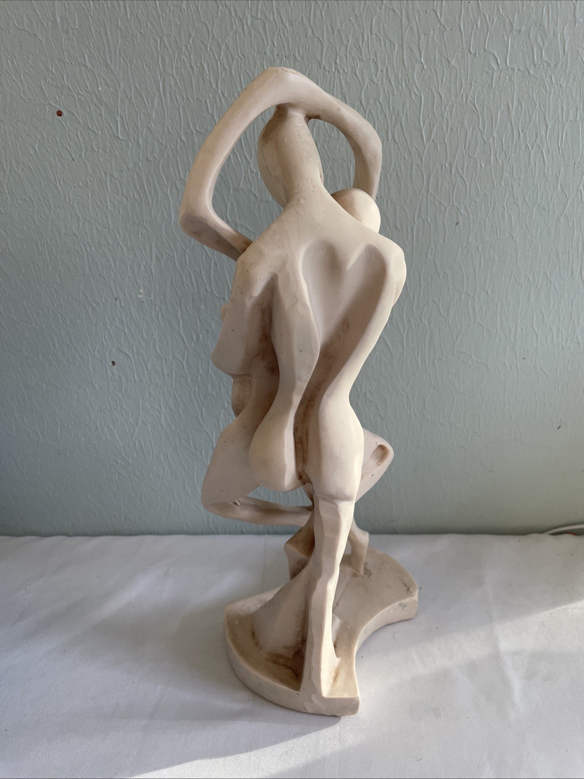 Abstract Art Mexico Nude Dance Couple Embrace Figure Decor Vintage Sculpture 14”