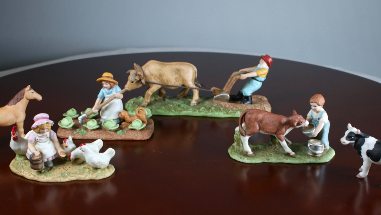 Lefton Colonial Village Figurines Blarney Family Farm Animals Vintage Collectibl