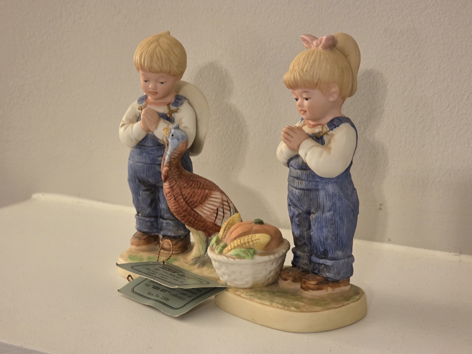 HOME INTERIORS HOMCO 1985 DENIM DAYS 1506 TIME FOR THANKS DEBBIE DANNY FIGURINE