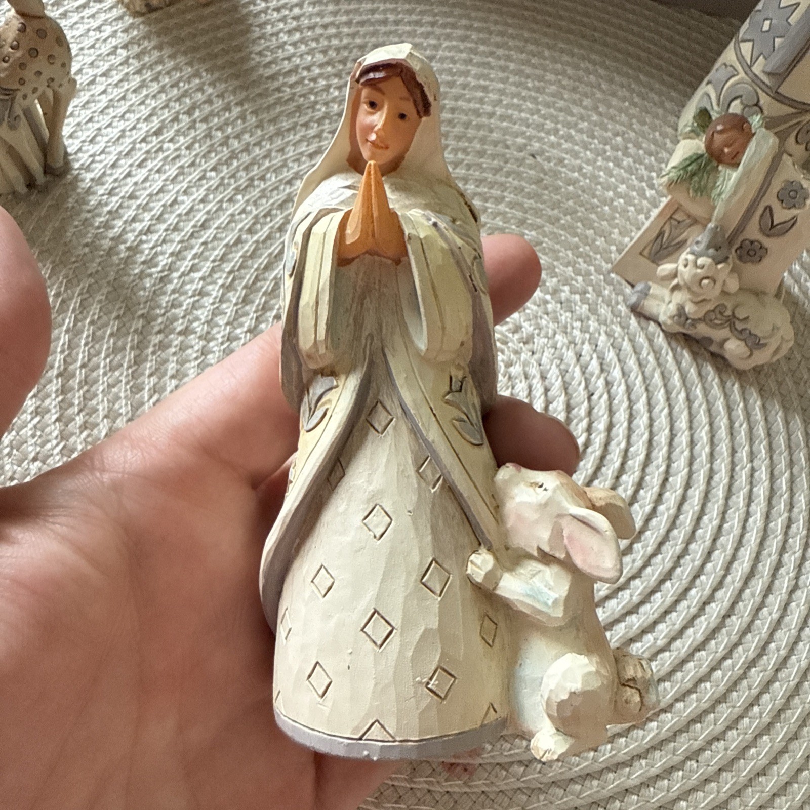 Jim Shore 2016 Nativity Set “We Adore Him” White Woodland 8 Piece Set No Box!