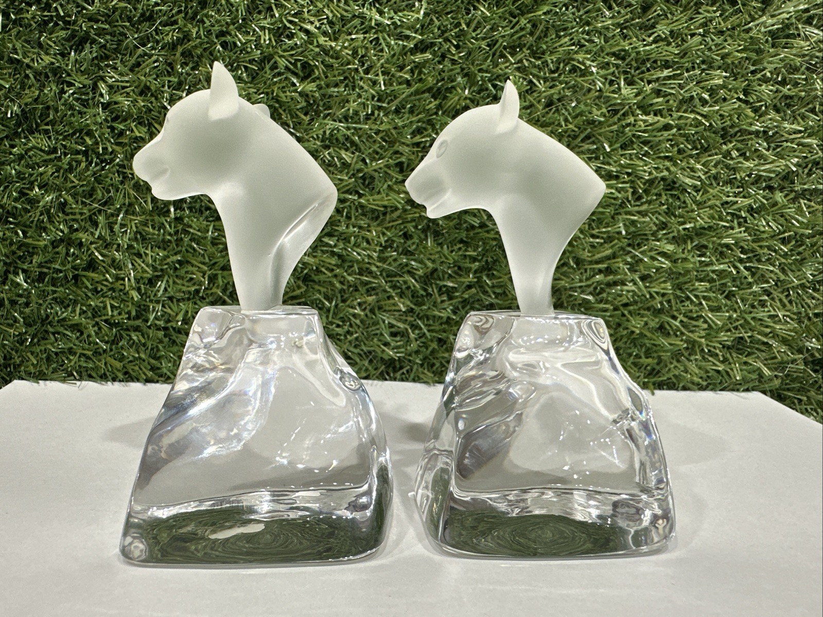 Swarovski Ebeling & Reuss Panther Cougar Head Frosted Clear Crystal Lot Of 2