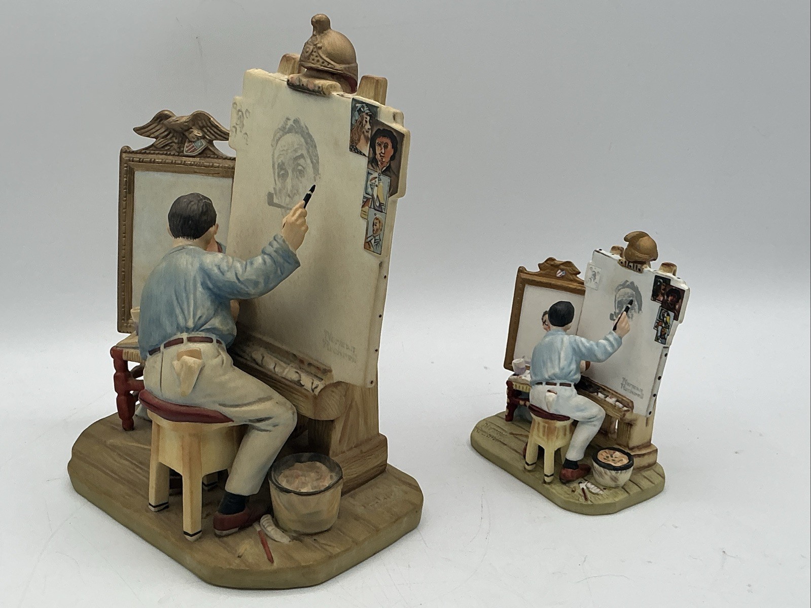 Norman Rockwell “Triple Self Portrait” Gorham Figurine Set (1978 & 1982)